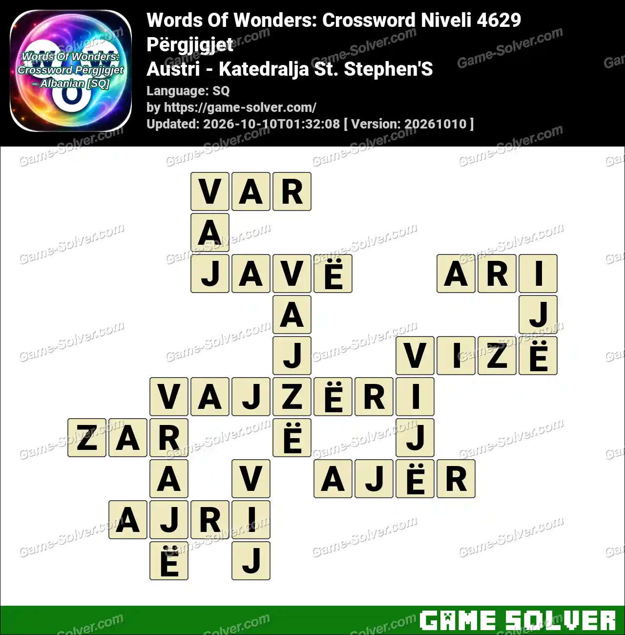 Words Of Wonders: Crossword Niveli 4629 Përgjigjet – Austri – Katedralja St. Stephen’S